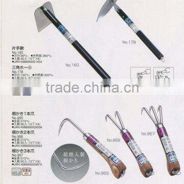Japanese Farming Hoe Triangle Small Hoe With Stainless Steel Blade & Wooden Handle photo-2