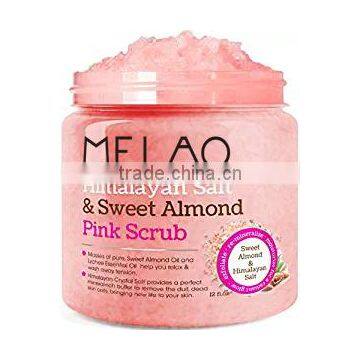 Body Scrub with Himalayan Salt, Deep Cleansing Exfoliator With Sweet Almond Oil & Lychee Oil, Moisturizes Nourishes Soothes & Pr