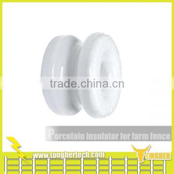 Heavy duty white porcelain farm fence insulator for permanent fence