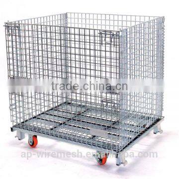 Stackable Wire Mesh Container/ Metal Turnover Box with Wheels
