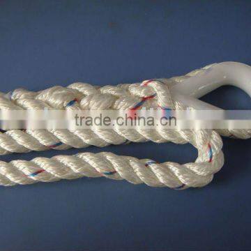 white 3-strand twisted polyester multifilament rooe with polyester yarn