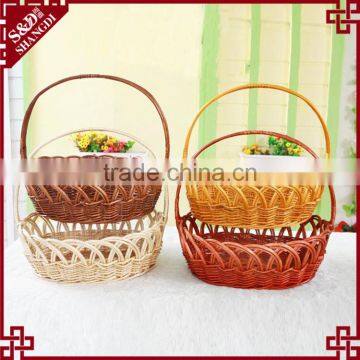 S&D Eco-friendly 100% Hand Made Poly Rattan Wicker Gift Basket With Handle photo-2