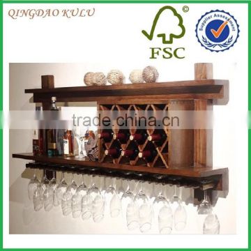 stackable wall wooden wine rack, decorative wooden wine rack for wine glass holder