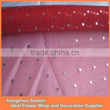 Cheap Red Organza With Sequins Table Cloth Roll