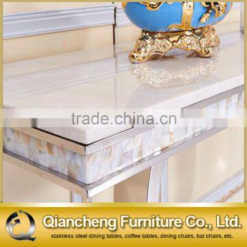 European Style White Marble Top Console Table photo-2