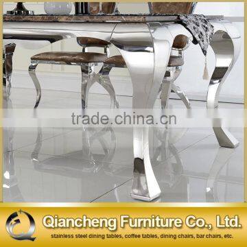 6 Seaters Dining Table With Marble Top Stainless Steel Frame photo-3