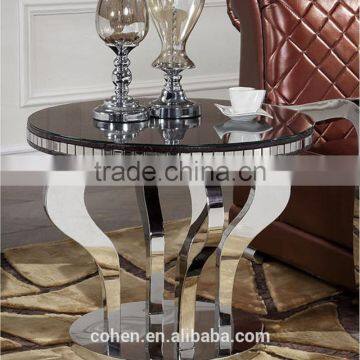 Round Shape Stainless Steel Corner/tea Table With Stone Marble Top B108-2