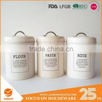 1.5L Retro Metal Tea Coffee Sugar Can Bin Pea Bean Lentil Set of 3 Storage Canister photo-2