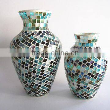 Color Scalloped Shape Mosaic Handmade Rustic Vase Single Types of Flower Vase