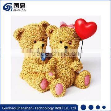 Custom small resin couple teddy bear figurines