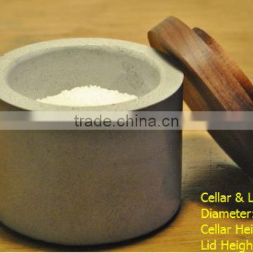 Kitchen accessories Sugar Bowl / Concrete Salt Cellar with Black Walnut Lid