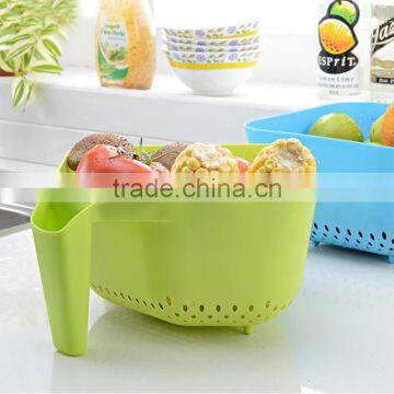Plastic Square Vegetable Fruit Strainer Draining Basket With Handle photo-4