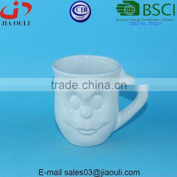 Glazed white ceramic cup, cup shape flower planter