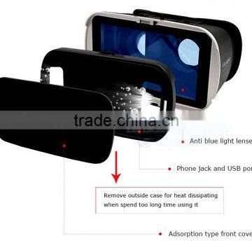 VR Headset With 3D Glasses VR Box With Remote Control V6 42mm Lenses 4.5 - 6 Inch photo-3
