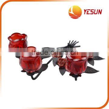 Iron Candle Holder,Rose Candle Holder, Glass Candle Holder photo-2