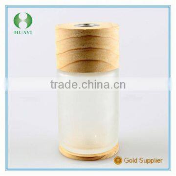 Perfume Frost Glass Bottle Pine Cup shape Round wooden cap and wooden bottom