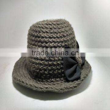 Korean Big Bow Winter Knitting Wool Hat Outdoor Leisure Hat photo-2