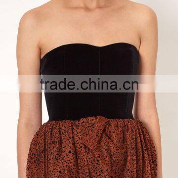 Tulle Strapless Black Velvet Fabric Tulip Skirt Private Party Cocktail Dress Evening Gown 2016 HSD5607 photo-4