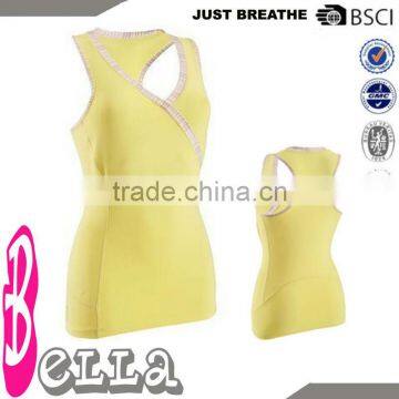 yellow with piping cheap custom women volleyball uniform slim fit tank top