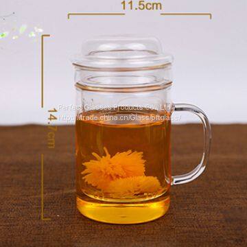 Glass Cup Kungfu Tea Cup Three Part Glass Cup Filter Glass Cup Coffee Cup Milk Cup Juice Cup for Hotel and Resturant