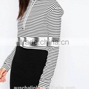 New Style Lady Bulk Stripe Cropped Sweatshirts Two Colors photo-3