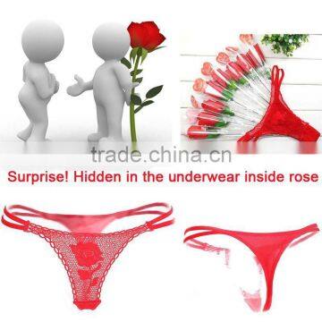 Valentine's Day Gift Cheap Women Thongs Sexy Lace Thongs For Ladies Rose Panties Rolling Pack photo-4