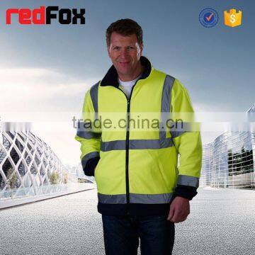 no hood hi vis traffic orange safety fleece jacket