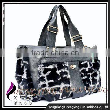 CX-H-45 New Products Genuine Rex Rabbit Fur Women Leather Handbag