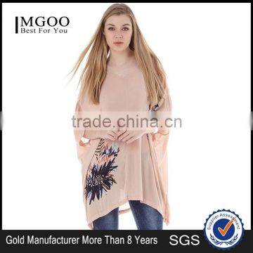 Plus Size Long Shirt Loose Women Top Half Sleeve Plain Blouses With Floral Print In Front China