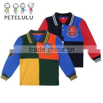 Guangzhou Factory Children Boys Long Sleeved Polo Shirt Wholesale Kid Tops Tees Uniforms