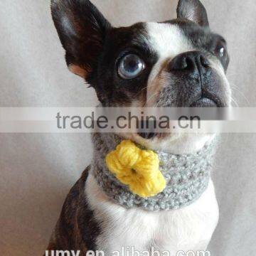 Dog Cowl Scarf Hand Crocheted Neck Warmer With Flower Pet Accessories