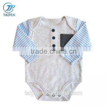 Wholesale Baby Boys Clothes Stripe Long Sleeve Baby Bodysuit With Pocket