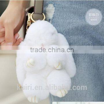 2016 Play Dead Rabbit Bunny Keychain Fashion Fur Pom Pom Keychain Fur Rabbit Cut Toy Doll Hanging Pendant Jewelry Accessories photo-6