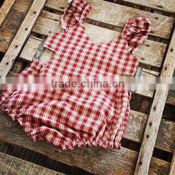Fashion Clothing Streetwear Red And Cream Gingham Baby Girl Clothes Romper photo-3