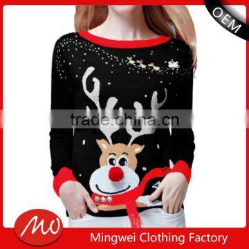 high quality Christmas reindeer knitting pattern pullover sweater jumper for wholesale