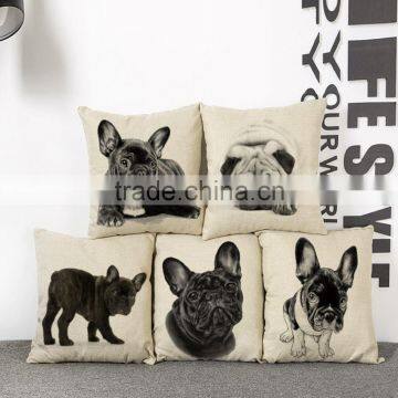 45*45CM Funny Lovely Animal Dog Pattern Office Cushion Pillow Cover Cotton Linen Decorative Pillows Pillowcases Covers 5 Types