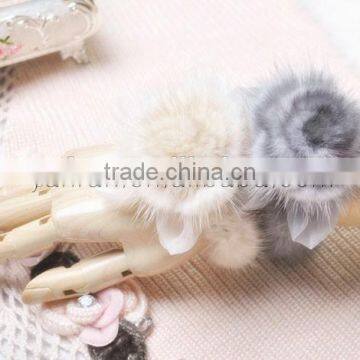 YR384 Women Real Mink Fur Flower Accessory Snood photo-2