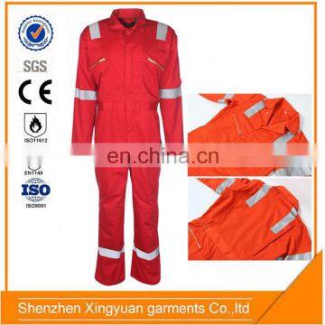 Factory wholesale Red color Fire Resistant coverall with reflective tape
