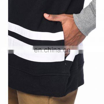 Modern Design High Quality Custom Contrasted Three-colors Men Hoodies Colorblocked Black Pullover Hoodies photo-4