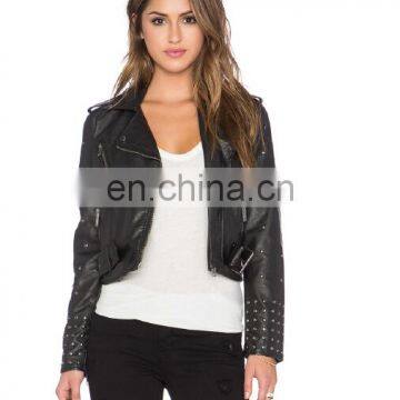 Winter Faux Leather Jacket Bolero Imitation Leather Jacket bomerJacket Blazer with decoration pins studs