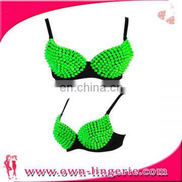 Women Sexy rivetr Fluorescent color Bikini Beach Swimwear