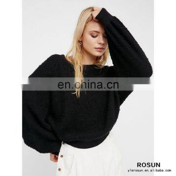 Ladies Soft Crewneck Textured Design Sweatershirt photo-2