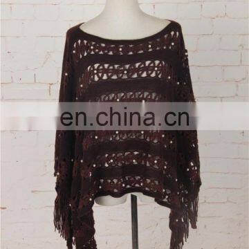 new spring pullover knit sweaters with bead woman wrap and ponchos