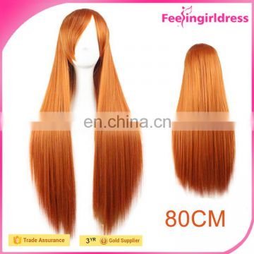 New Style Orange Long Straight Cheap Synthetic Cosplay Wigs