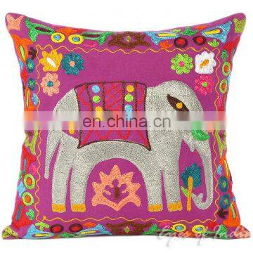 Purple Decorative Embroidered Sofa Throw Pillow Cushion Cover - 16, 18"