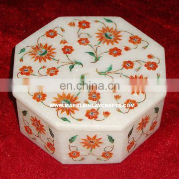 Octagonal Marble Inlay Box