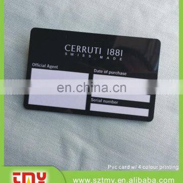 Writable Signature Black Printed Watch Warranty Certificate Card photo-2