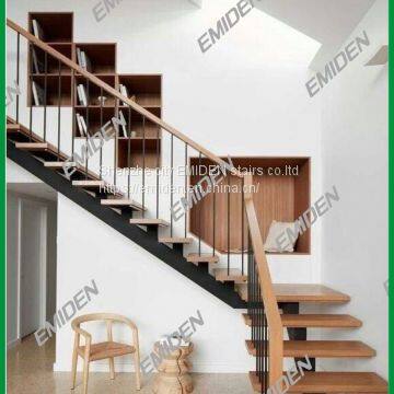 Shenzhen Yi Mei Deng Stairs Supply Indoor Straight Beams Steel Wooden Stairs Simple and Beautiful photo-3