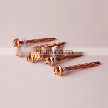 yellow zinc plated screw fastener hex flange self drilling screw DIN7504