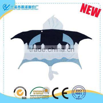 100% Cotton cartoon embroidery different styles hooded baby towel, baby bath towel poncho